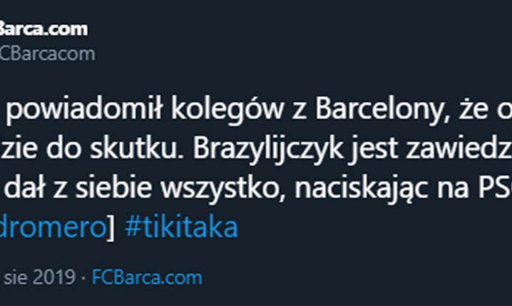 ''Gerard Romero'': Neymar poinformował kolegów z Barcy o swojej przyszłości